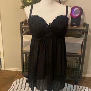 TORRID Baby Doll Lingerie Single piece, black, lace details, sheer